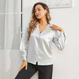 Ladies Silk Blouse V Neck Silk Shirts 100% Silk Top