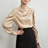 Elegant silk blouse for womens 100 mulberry long silk pullover