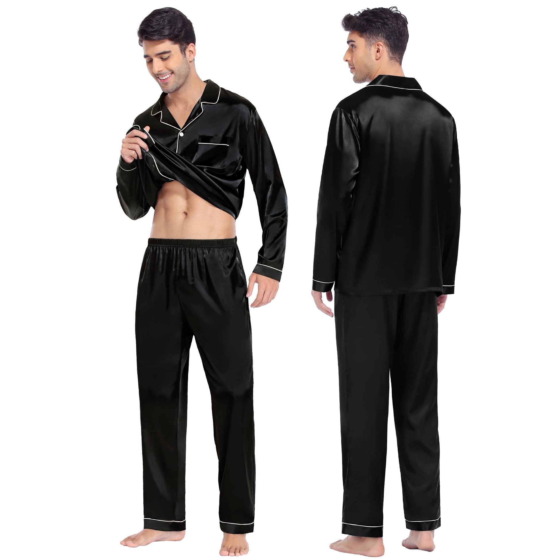 Family Matching Pajamas Set Luxurious Silk Family Pajamas Home Wear for Men and Women - slipintosoft