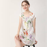 Women's Flowere Silk Nightgown Floral Printed Silk Dress Ladies' Silk Nightwear - slipintosoft