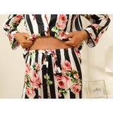 Women Flower Printed Silk Pajamas 100% Floral Silk Sleepwear