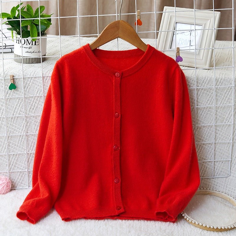 Girls Button Down Cashmere Cardigan Kids Long Sleeve Cashmere Sweater Coat - slipintosoft