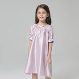 19 Momme Girls Princess Silk Nightgown Luxury Round Neck Sleep Dress for Children -  slipintosoft