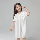 19 Momme Girls Princess Silk Nightgown Luxury Round Neck Sleep Dress for Children -  slipintosoft