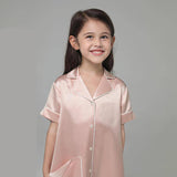 19 Momme Kid's Silk Nightshirt Girls Fashion Sleep Shirt with Pocket White Piping -  slipintosoft