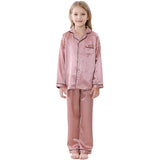 Seiden-Pyjama-Set für Mädchen, langer Seiden-Pyjama, Kinder-Seiden-Pyjama, Seiden-Nachtwäsche