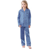 Seiden-Pyjama-Set für Mädchen, langer Seiden-Pyjama, Kinder-Seiden-Pyjama, Seiden-Nachtwäsche