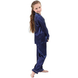 Seiden-Pyjama-Set für Mädchen, langer Seiden-Pyjama, Kinder-Seiden-Pyjama, Seiden-Nachtwäsche