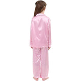 Seiden-Pyjama-Set für Mädchen, langer Seiden-Pyjama, Kinder-Seiden-Pyjama, Seiden-Nachtwäsche