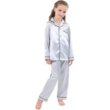 Seiden-Pyjama-Set für Mädchen, langer Seiden-Pyjama, Kinder-Seiden-Pyjama, Seiden-Nachtwäsche