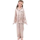 Seiden-Pyjama-Set für Mädchen, langer Seiden-Pyjama, Kinder-Seiden-Pyjama, Seiden-Nachtwäsche