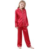 Seiden-Pyjama-Set für Mädchen, langer Seiden-Pyjama, Kinder-Seiden-Pyjama, Seiden-Nachtwäsche