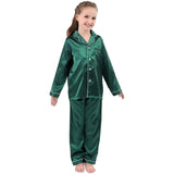 Seiden-Pyjama-Set für Mädchen, langer Seiden-Pyjama, Kinder-Seiden-Pyjama, Seiden-Nachtwäsche