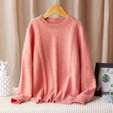 kids round neck cashmere sweater boys sweater girls cable knitted cashmere pullover - slipintosoft