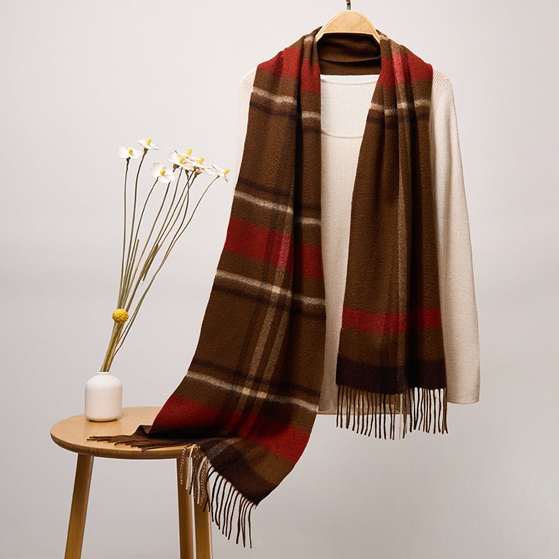 Long Cashmere Scarf with Tassel Plaid Cashmere Warps Multi Styles Winter Gifts - slipintosoft