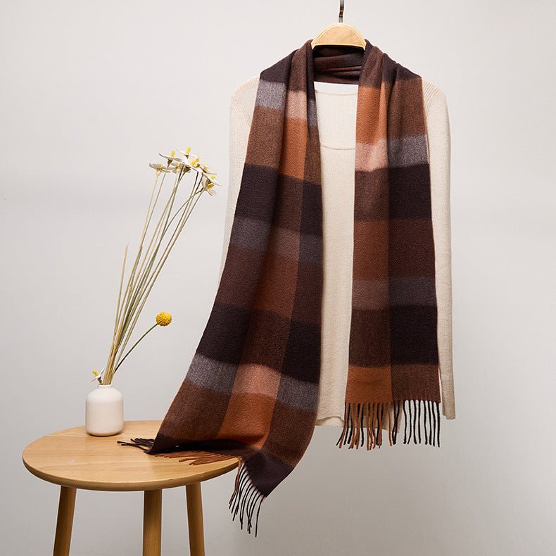 Long Cashmere Scarf with Tassel Plaid Cashmere Warps Multi Styles Winter Gifts - slipintosoft