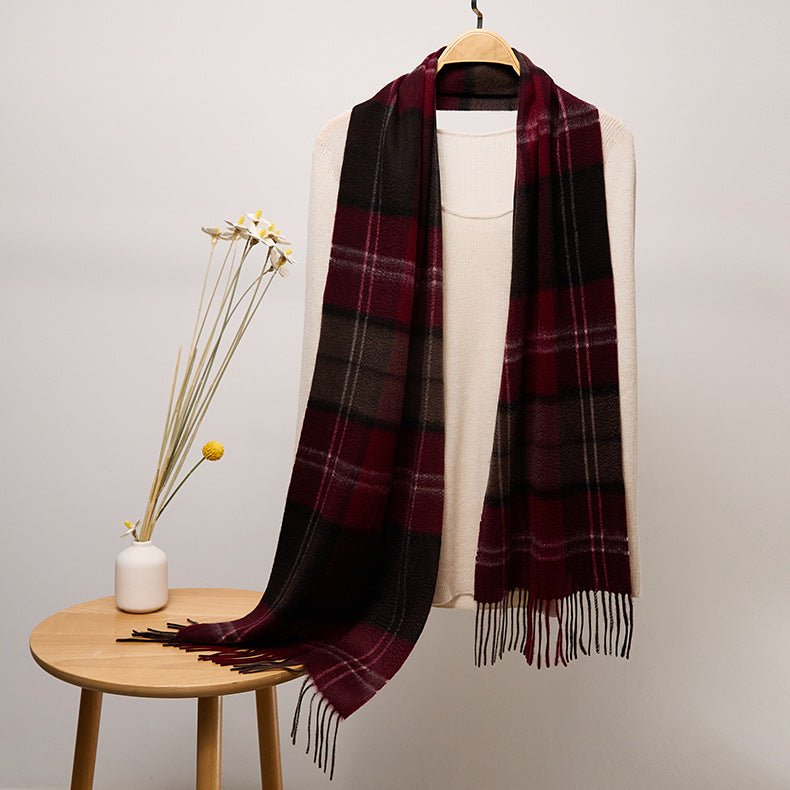 Long Cashmere Scarf with Tassel Plaid Cashmere Warps Multi Styles Winter Gifts - slipintosoft