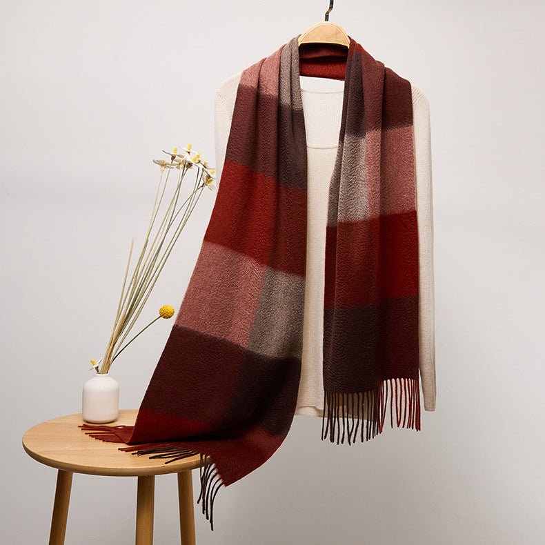 Long Cashmere Scarf with Tassel Plaid Cashmere Warps Multi Styles Winter Gifts - slipintosoft