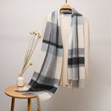 Long Cashmere Scarf with Tassel Plaid Cashmere Warps Multi Styles Winter Gifts - slipintosoft