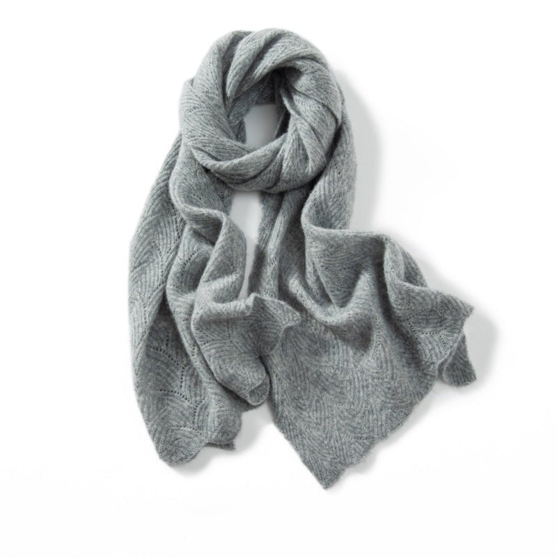 Long Cut - out Cashmere Scarf for Women Double Layer Cashmere Wraps Soft Colors - slipintosoft