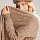 Long Cut - out Cashmere Scarf for Women Double Layer Solid Cashmere Shawl and Wraps Cashmere Scarf