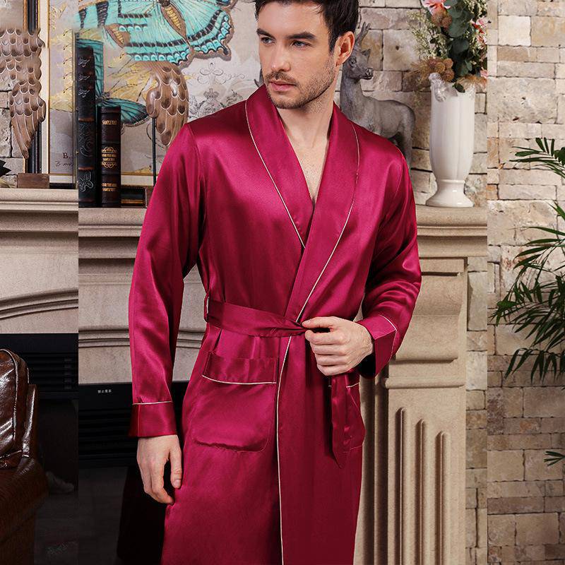 Long Men's luxury Silk Robes Mens Silk Dressing Gowns -  slipintosoft