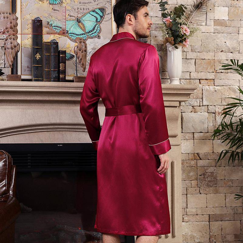 Long Men's luxury Silk Robes Mens Silk Dressing Gowns -  slipintosoft