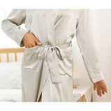 Long Mulberry Silk Robe Luxury 100% Silk Bathrobe