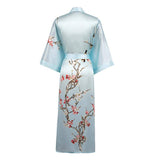 Quality 100% Long Silk Kimono for Women Cherry Blossom Printing Ladies Luxury Mulberry Silk Kimono Robe -  slipintosoft