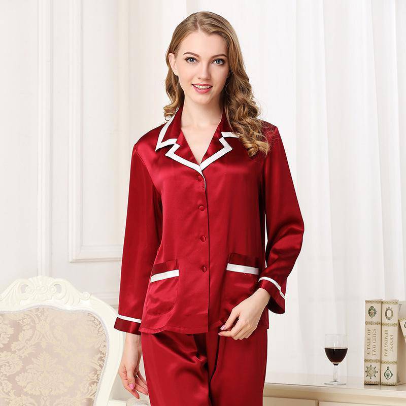 Long Silk Pajamas Set with belt for Women Silk PJS ladies 100 silk sleepwear -  slipintosoft