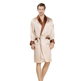 Gold Long Silk Robe For Men 100% Pure Silk Sleepwear -  slipintosoft