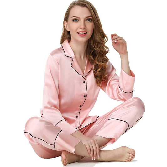 Luxury silk pajama Set For Women Long silk pajamas With Pocket