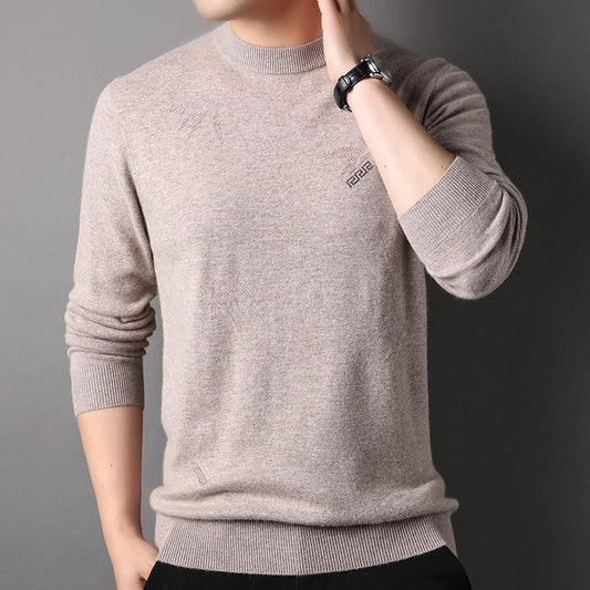 Mens Causal Slim Fit Cashmere Sweater Mock Neck Cashmere Pullover Knitted Tops - slipintosoft