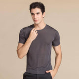 Mens Crew Neck Silk T-Shirt Silk Knitted Top Shirts