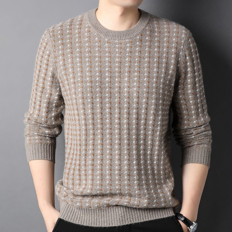 Mens Crew Neck Cashmere Sweater Business Long Sleeve Cashmere Pullover - slipintosoft