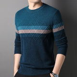 Mens Long Sleeve Cable Knitted Cashmere Sweater Mixed Colors Cashmere Tops - slipintosoft