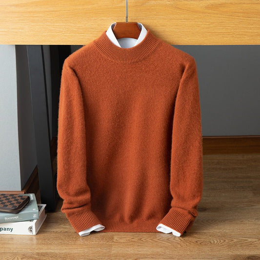 mens mock neck cashmere sweater warm long sleeve solid cashmere sweatershirt - slipintosoft