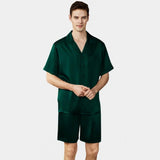 Kurzes Herren-Pyjama-Set aus reiner Seide