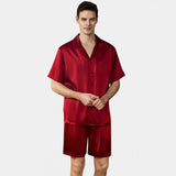 Kurzes Herren-Pyjama-Set aus reiner Seide