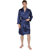 Men's Silk Kimono Robe Summer Long Sleeve Silk bathrobe -  slipintosoft