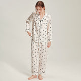 19 Momme Chic Women Silk Pajamas Set Moon Print Ladies Elegant Silk Sleepwear - slipintosoft