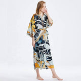 100% Long Silk Kimono Robe Artistic Nightwear for Ladies Women -  slipintosoft