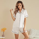 Women's Silk Pajamas Short Set Two-Piece 100% Short Silk Sleepwear - slipintosoft