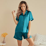 Women's Silk Pajamas Short Set Two-Piece 100% Short Silk Sleepwear - slipintosoft