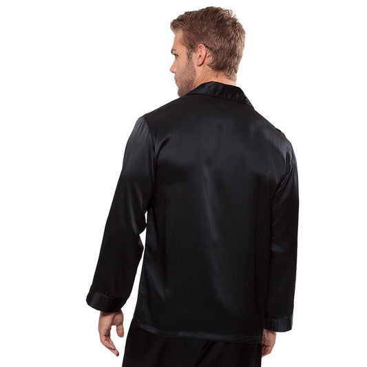 One Piece Men's Black Silk Pajama Top - slipintosoft