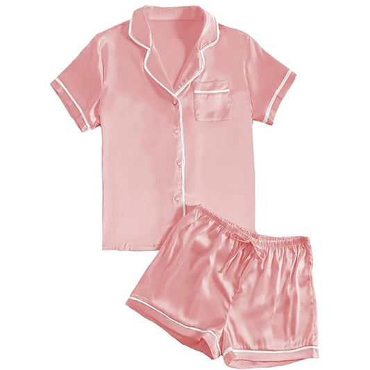 Pink Short Women silk pajamas set