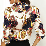 Printed Silk Blouse Womens Work Pure Silk Shirts