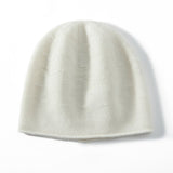 Pure Cashmere Cap with Curl Edge Solid Cashmere Hat Cashmere Crochet Beanie Cashmere Hats