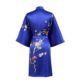 Short Silk Kimono Robe Women's Cherry Blossom Personalized Silk Kimono Dressing Gown Lounge Wears For Women -  slipintosoft