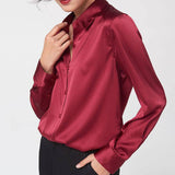 Seidenbluse für Damen. 100 % reine Seide mit langen Ärmeln, coole, glatte Oberteile